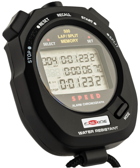 Professional level 500 lap segmented memory stopwatch. On Offer as No Beep. Otherwise all other functions working