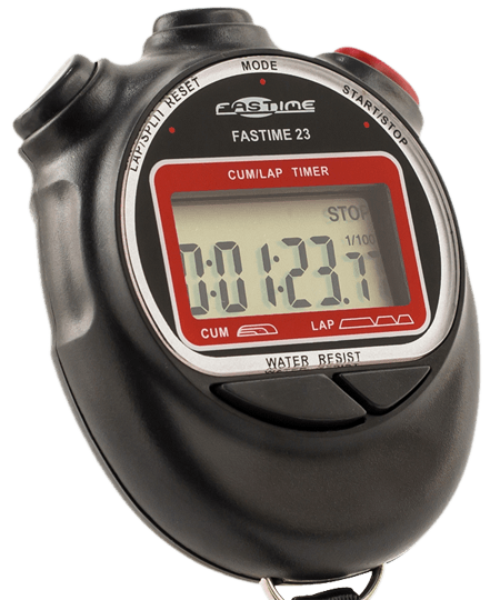 Split time function stopwatch with battery hatch