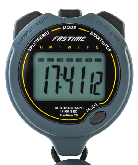 Professional quality single display stopwatch with extra large digits.